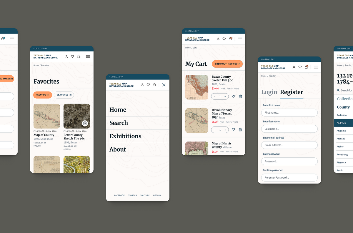 Image showcasing the dynamic design elements of the Texas GLO website on mobile view.
